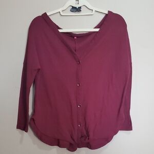 Women's Burgundy Button-Up Top Size Small
